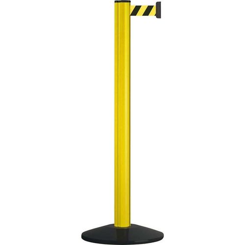 Gurtpfosten einfach D83xH1000mm Pfosten gelb Gurt gelb/schwarz VIA GUIDE 24-ADW-311