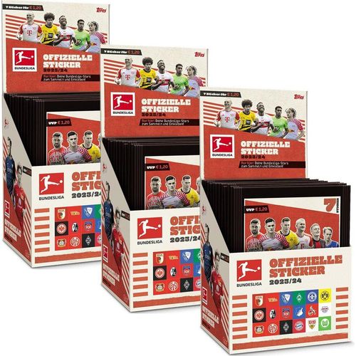 Topps Bundesliga Sammelsticker 2023/24 - 3 Displays (150 Tüten)