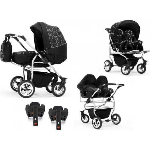 Zwillingskinderwagen 5 in 1 Duo inkl. Autositze und Iso Bases - 14 Teile - in 20 Farben