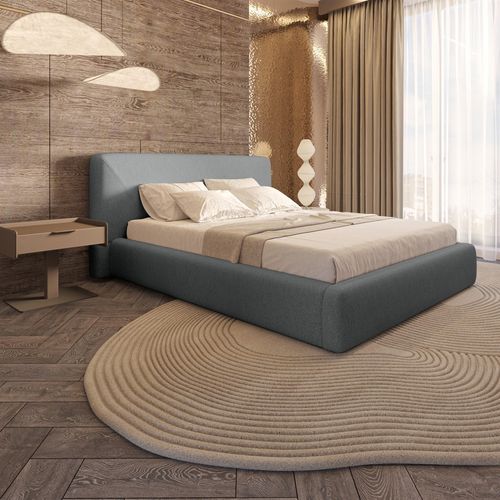 Polsterbett Doppelbett AUSTIN Komplettset 140x200cm in Stoff Zurich Grau