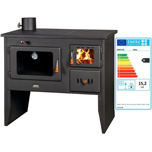 Küchenofen Holzofen links Schornstein Prity 2P41 BImSchII 15,2 kW