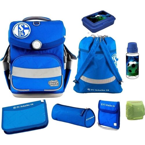 School Mood Fußball Schulranzen für Jungen 1. Klasse FC Schalke 04 Schultasche im Set 9-teilig mit Dose, Flasche und gefüllter Federmappe