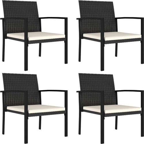 Garten-Essstühle 4 Stk. Poly Rattan Schwarz
