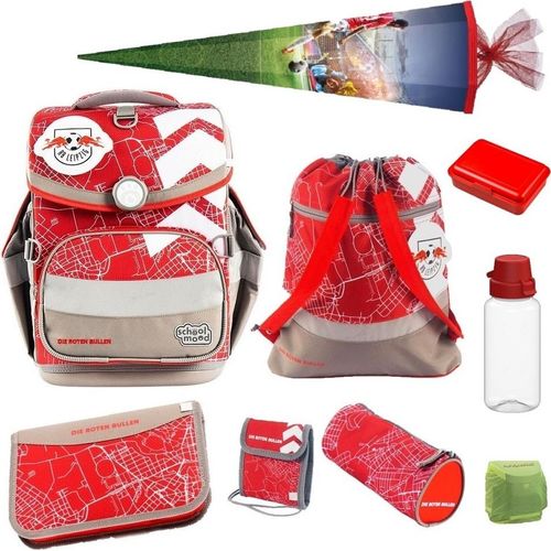 School Mood Fußball Schulranzen für Jungen 1. Klasse Red Bull Leipzig Schultasche im Set 10-teilig mit großer Schultüte 85 cm