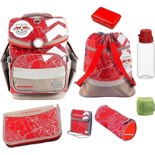 School Mood Fußball Schulranzen für Jungen 1. Klasse Red Bull Leipzig Schultasche im Set 9-teilig mit Dose, Flasche und gefüllter Federmappe