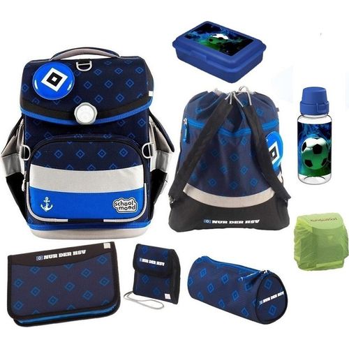 School Mood Fußball Schulranzen für Jungen 1. Klasse Hamburger SV Schultasche im Set 9-teilig mit Dose, Flasche und gefüllter Federmappe