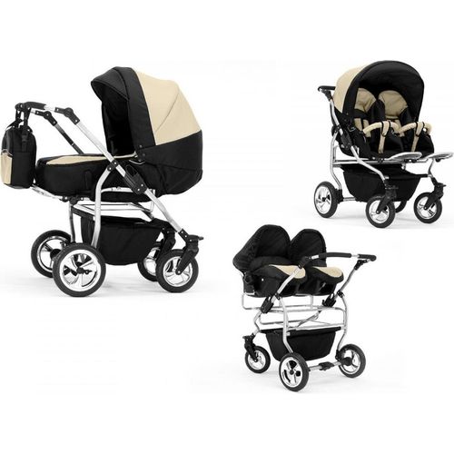 Zwillingskinderwagen 4 in 1 Duo inkl. Autositze - 13 Teile - in 20 Farben