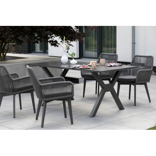 Gartenmöbelset Tisch Granada 200 cm, 4er Set Diningsessel Marbella