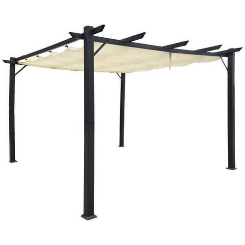 Premium Pavillon Luxor 3x4m KD beige-antrazit Alu Pergola massive Stützen