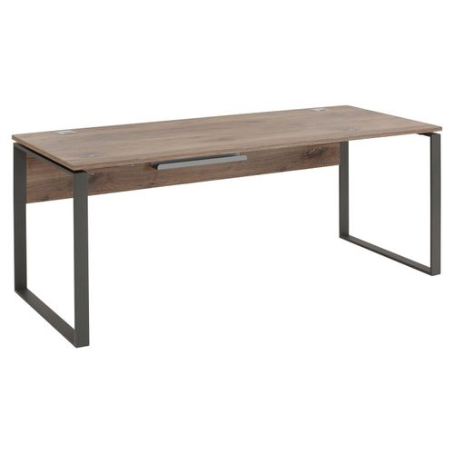 Schreibtisch - Zinneiche Nachbildung - Schwarz - Metallgestell - 190 x 76 cm