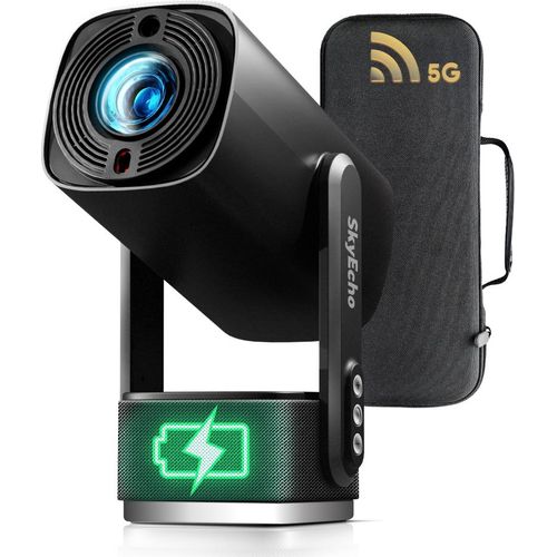 Mini-Projektor 1080P Heimkino 4K-Videoprojektor mit wiederaufladbarem Akku Android OS 150'' Projektionsgroesse WiFi und BT Smart-Projektor unterstuetzt 270¡ã-Drehung und Auto-Keystone fuer Outdoor-Mediaplayer, Unterhaltung, TV-Box, Computer, Laptop