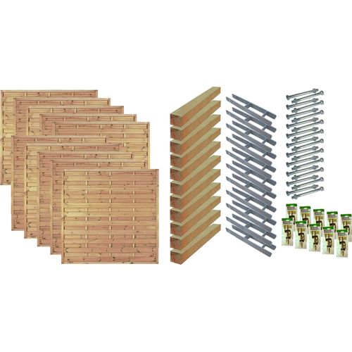 Sichtschutzzaun Maxi-Massiv 8, (Set), 10 Elemente, LxH: 1899x180 cm