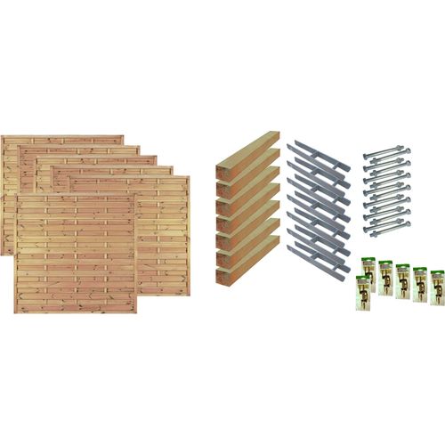 Sichtschutzzaun Maxi-Massiv 4, (Set), 6 Elemente, LxH: 1143x180 cm