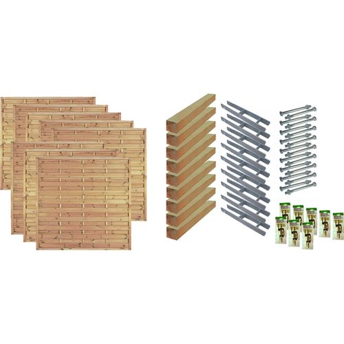 Sichtschutzzaun Maxi-Massiv 6, (Set), 8 Elemente, LxH: 1521x180 cm