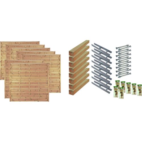 Sichtschutzzaun Maxi-Massiv 5, (Set), 7 Elemente, LxH: 1332x180 cm