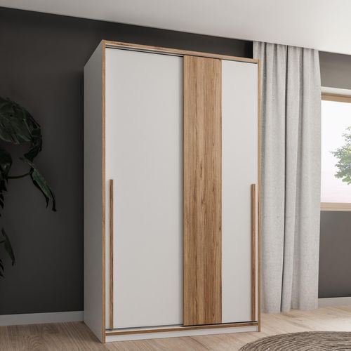 Kleiderschrank ></noscript>SMARTROOM< in Weiss / Catania Eiche - 118,8x215x57,3cm (BxHxT)