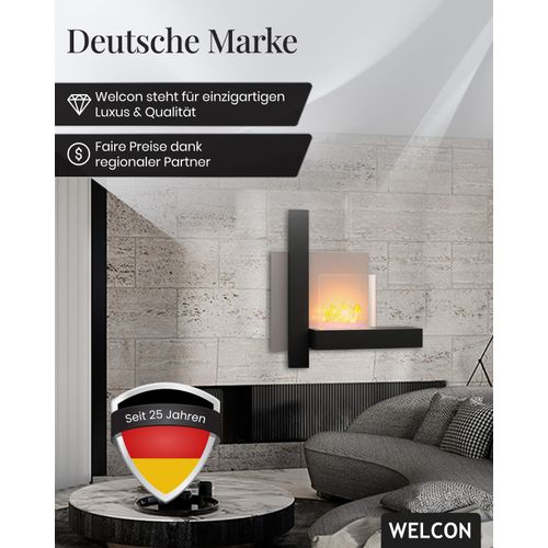 Bioethanol Kamin & Fireplace Oslo | Ethanol Wandkamin in schwarz und Edelstahl | Sicherheitsbrenner