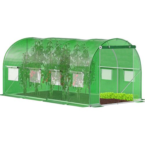Folientunnel Bogendach Fenster Gewächshaus 200 x 450 x 200 cm