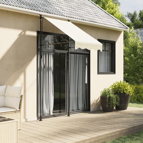 Markise Einziehbar Creme 100x150 cm Stoff und Stahl