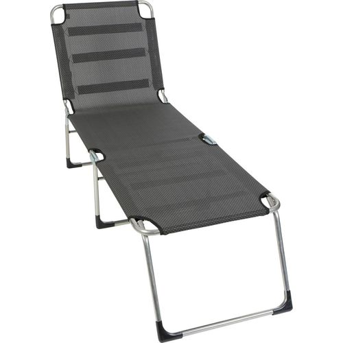 Gartenliege - Schwarz - Silbergrau - Suntexbezug - Aluminiumgestell - verstellbar