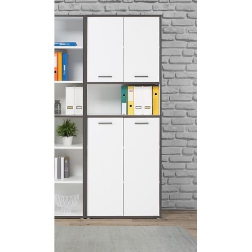 Mehrzweckschrank ></noscript>KEFLAVIK< in Weiss / Uni Wolfram Grau