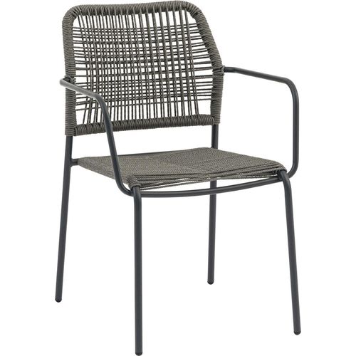 Gartenstuhl - Anthrazit - Polyrattan-Geflecht - Stahlgestell - stapelbar