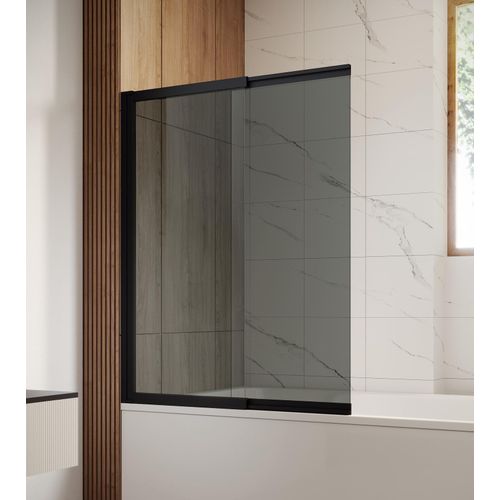 Badewanne Moka 5mm Nanobeschichtung 130 x 140cm Matt Schwarz - Getönte Duschabtrennung Duschkabine Badaufsatz