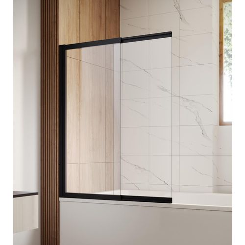 Badewanne Moka 5mm mit Nanobeschichtung 120 x 140cm Matt Schwarz - Duschwand Duschabtrennung Badewannenaufsatz