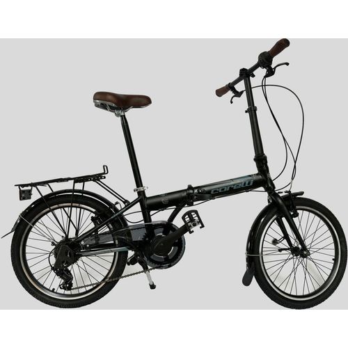 20 Zoll Alu Faltrad Klapprad Shimano 7-Gang-Schaltung Klappfahrrad, Farbe:Schwarz-Blau