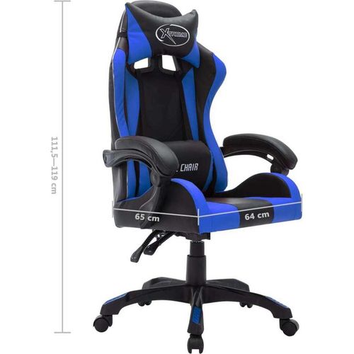 Möbel Gaming-Stuhl mit RGB LED-Leuchten Blau und Schwarz Kunstleder DE84838