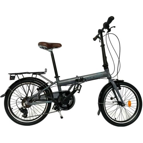 20 Zoll Alu Faltrad Klapprad Shimano 7-Gang-Schaltung Klappfahrrad, Farbe:Grau-Blau