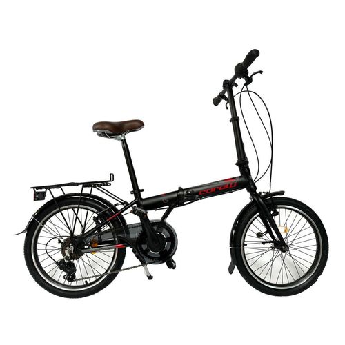 20 Zoll Alu Faltrad Klapprad Shimano 7-Gang-Schaltung Klappfahrrad, Farbe:Schwarz-Rot
