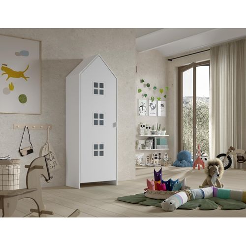 Kleiderschrank ></noscript>CASAMI BRUGES< in Weiß lackiert, MDF - 57,6x171,3x37cm (BxHxT)