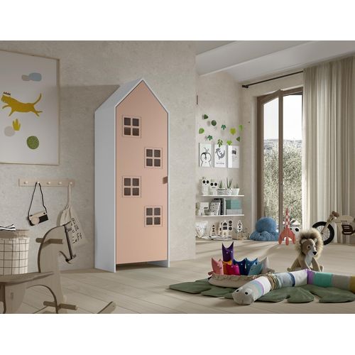 Kleiderschrank >CASAMI BRUGES< in Weiß/Pink lackiert - 57,6x171,3x37 (BxHxT)