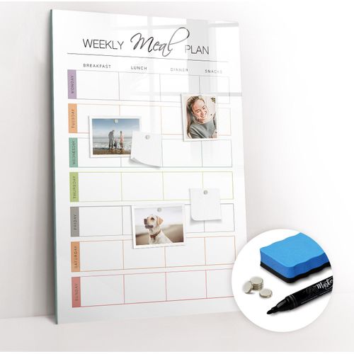 Magnetische Wandtafel - Schwarzer Marker + Schwamm + Magnete - 60 x 90 cm - Wochenmenü