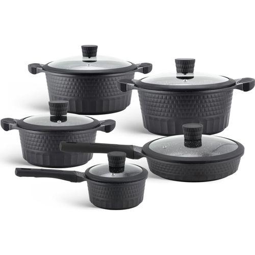 Schwarze Topfset Töpfe 10tlg, Kasserolle, Kochtopf, Pfanne, Keramik, (1.53L / 2.3L / 2.6L / 4.6L / 6.7L)