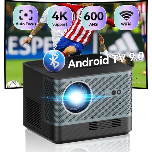 HDeye I20 4K Full HD Projektor | Android TV | 9000 lm Helligkeit | WiFi 2.4/5Ghz | Bluetooth 5.0 | 36-200