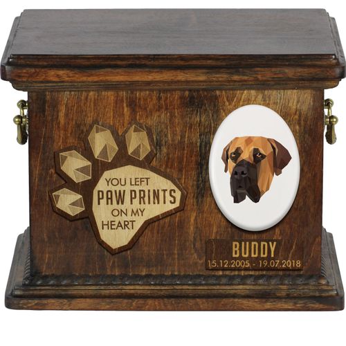 Boerboel Personalisierte Hundeurne mit Gravur, Erinnerungsbox für Hundeknochen von der Marke Art-Dog