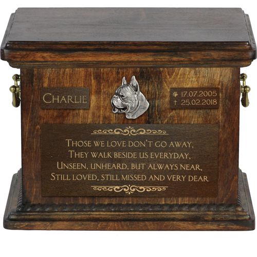 Boxer, Deutscher Boxer I Personalisierte Hundeurne mit Gravur, Erinnerungsbox für Hundeknochen von der Marke Art-Dog