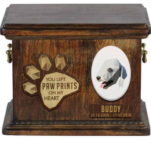 Bedlington Terrier, Rothbury Terrier Personalisierte Hundeurne mit Gravur, Erinnerungsbox für Hundeknochen von der Marke Art-Dog