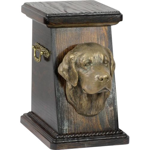 Golden Retriever eine Ascheurne für Hunde, eine elegante Urne mit einer Statue, eine Gedenkurne mit dem Porträt eines Hundes von der Marke Art-Dog