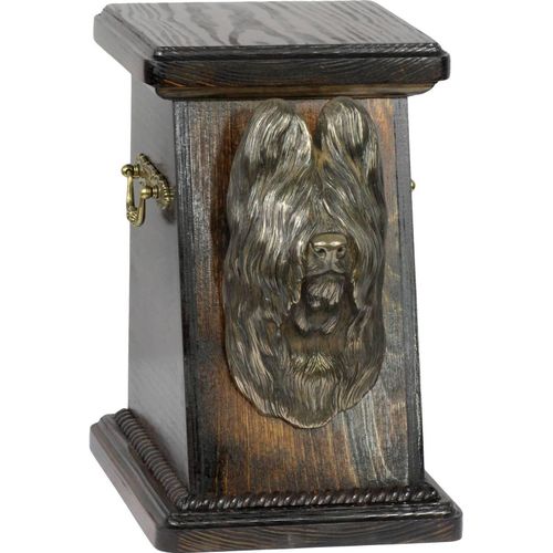 Briard, Berger de Brie eine Ascheurne für Hunde, eine elegante Urne mit einer Statue, eine Gedenkurne mit dem Porträt eines Hundes von der Marke Art-Dog