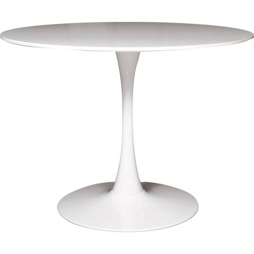 Esstisch Dpavard, Runder Küchentisch, Esszimmertisch, Tisch mit Mehrzweckplatte, 100x100h75 cm, Weiß