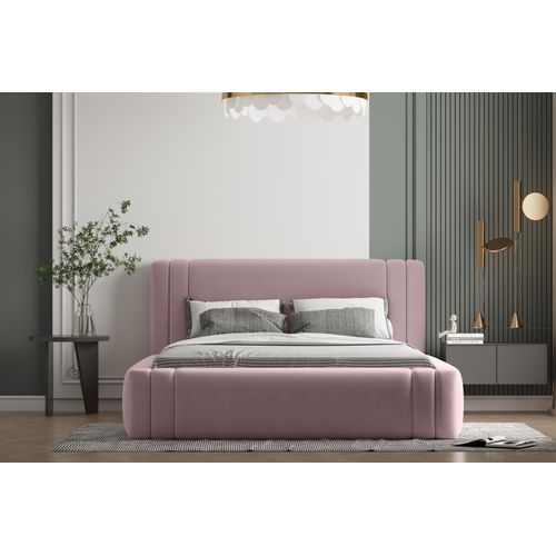 Polsterbett ROLF 90 x 200 mit Matratze, Bettkasten und Lattenrost. Farbe: Rosa