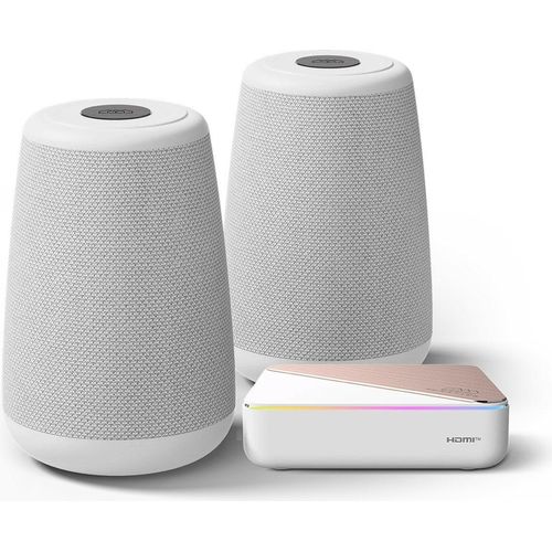 Homatics Box R 4K Plus Android TV Mediaplayer mit Sound & Sound 2.1 TWS-Lautsprecher mit Subwoofer