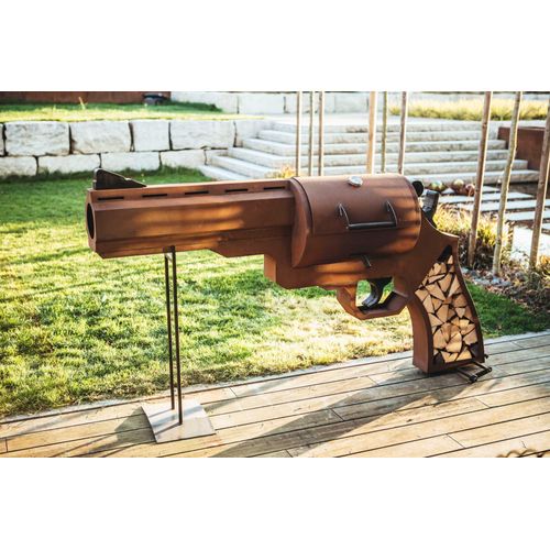 Grill Grillstelle Feuerstelle Holzkohlegrill XL Pistole Smoker für den Garten