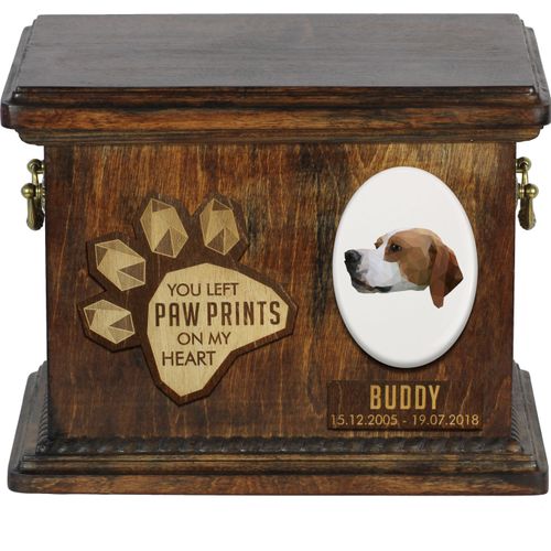 English Pointer, Englischer Pointer Personalisierte Hundeurne mit Gravur, Erinnerungsbox für Hundeknochen von der Marke Art-Dog