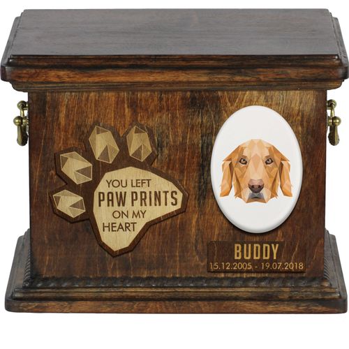Golden Retriever Personalisierte Hundeurne mit Gravur, Erinnerungsbox für Hundeknochen von der Marke Art-Dog