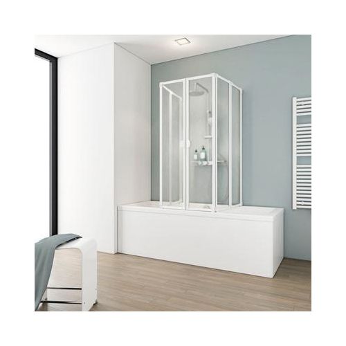 Badewannenaufsatz 2 x 3-teilig SCHULTE Komfort 104 x 140 cm Glasdekor Tropfen Profilfarbe weiß D1700 04 01 140