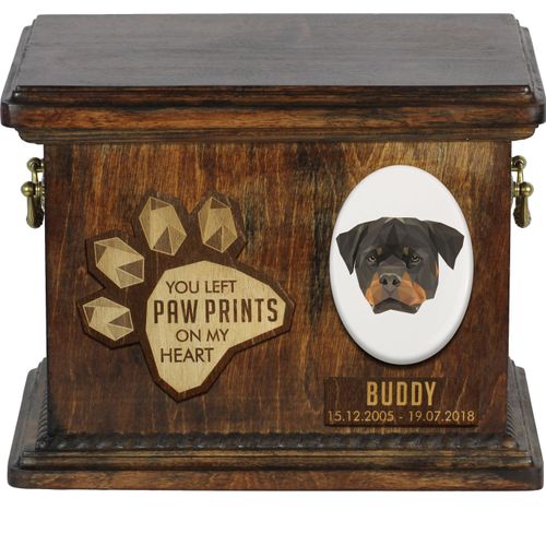 Rottweiler Personalisierte Hundeurne mit Gravur, Erinnerungsbox für Hundeknochen von der Marke Art-Dog